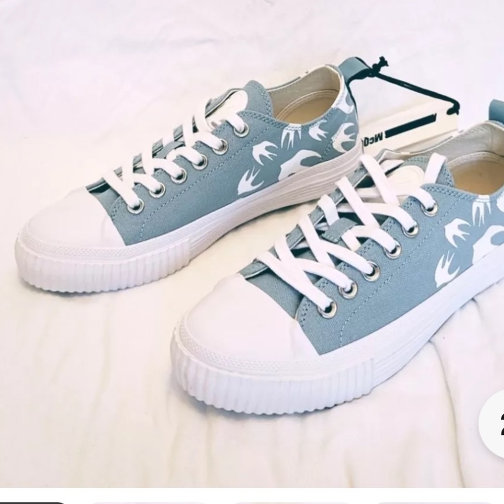Alexander McQueen blue and white birds‎ mcq sneakers
